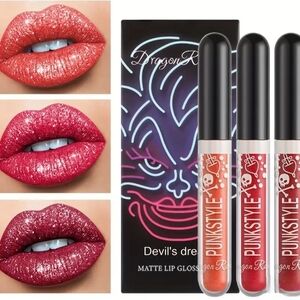 Glossy Red and Pink Lip Balm with Glitter Effect